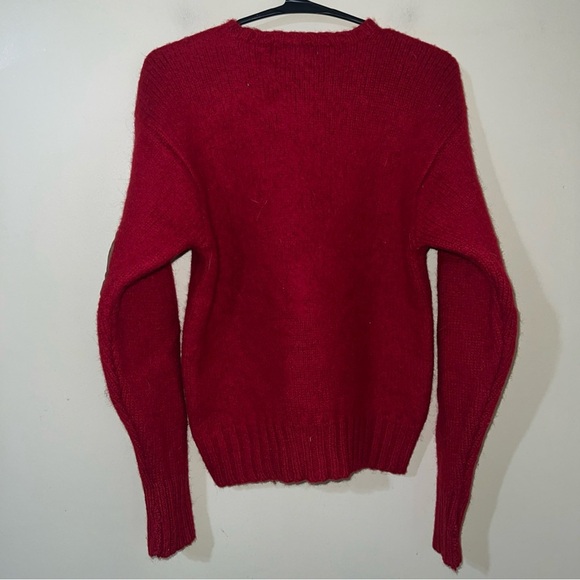 Polo Ralph Lauren Red Wool Sweater with Brown Elbow Patches Men’s Medium - Picture 3 of 3